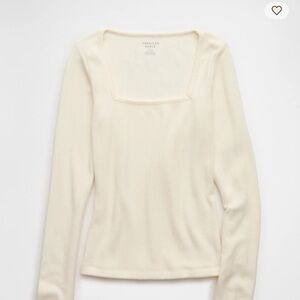 American Eagle Outfitters Light Cream Ribbed Top Warm and Cozy